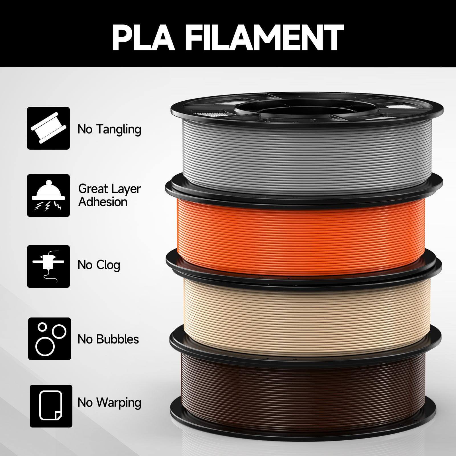 PLA-Wood/Orange/Gray/Coffee 250g*4 - ENTINA