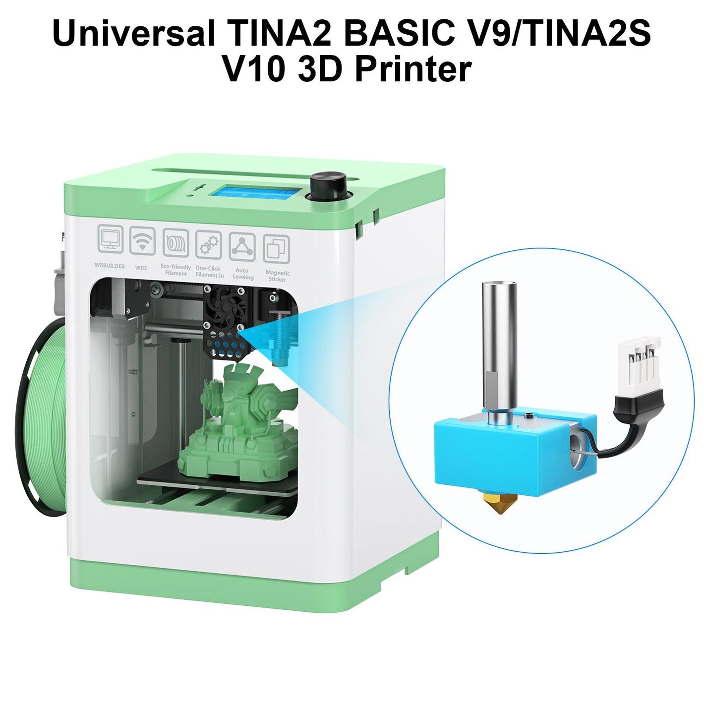 Entina 3D Printer TINA2 V9 V10 Hotend Assembly (with 10P Cable) for Other Versions TINA2 of 3D Printers - ENTINA