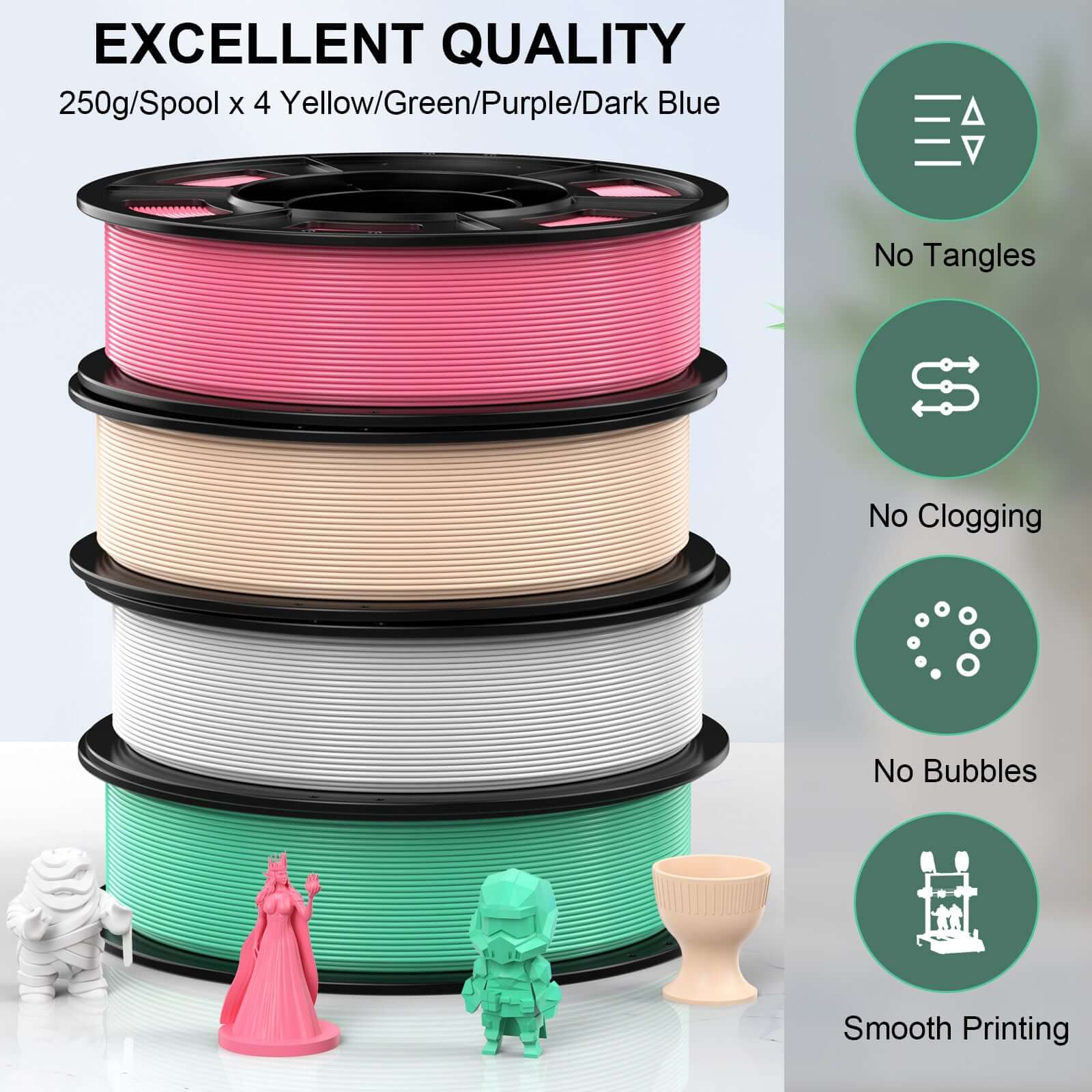 PLA-White/Pink/Green/Skin 250g*4