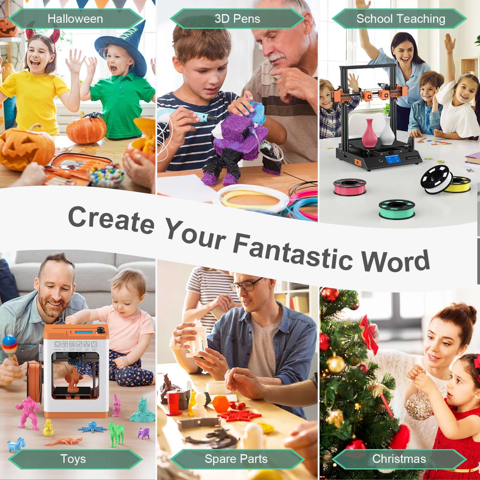 PLA-White/Pink/Green/Skin 250g*4