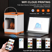 Tina2S Mini 3D Printer, fully assembled with WiFi cloud printing & auto bed leveling, ideal for beginners