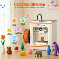 ENTINA Tina2C 3D printer front view with compact enclosed design