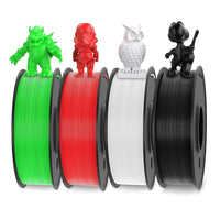 PLA Filament Bundle – Green, Red, White & Black (1KG)