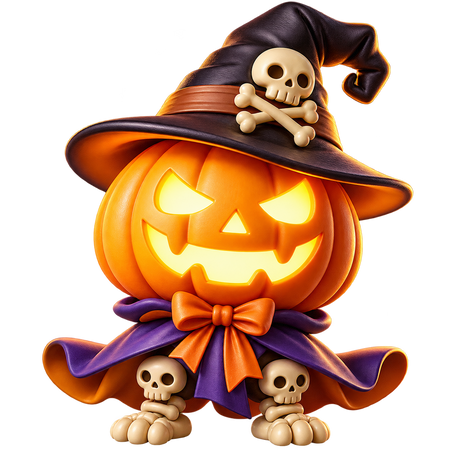 Halloween pumpkin witch decoration